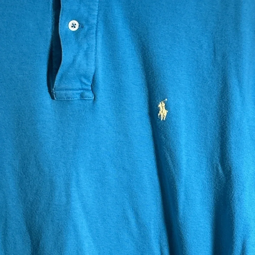 Vtg Polo Ralph Lauren Polo Shirt Mens XL Teal Blue Cotton Casual Logo